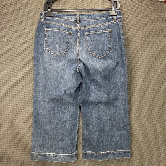 A.N.A Womens Size 16 Blue Wide Leg Button-Fly High-Waist Cropped Denim Jeans - Picture 2 of 11